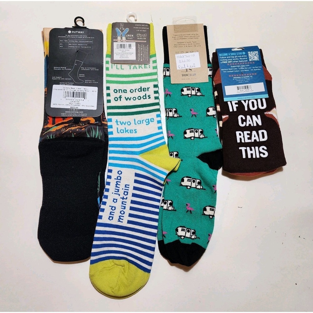 Unisex Sock Bundle‎ 4 Pairs Camping Themed ALL NEW Great as Stocking Stuffers! - Picture 2 of 6